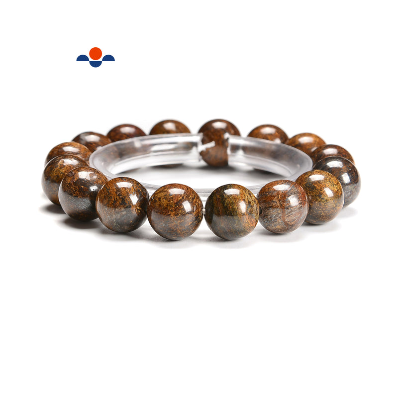 Natural Bronzite Smooth Round Elastic Bracelet Beads Size 12mm 7.5'' Length