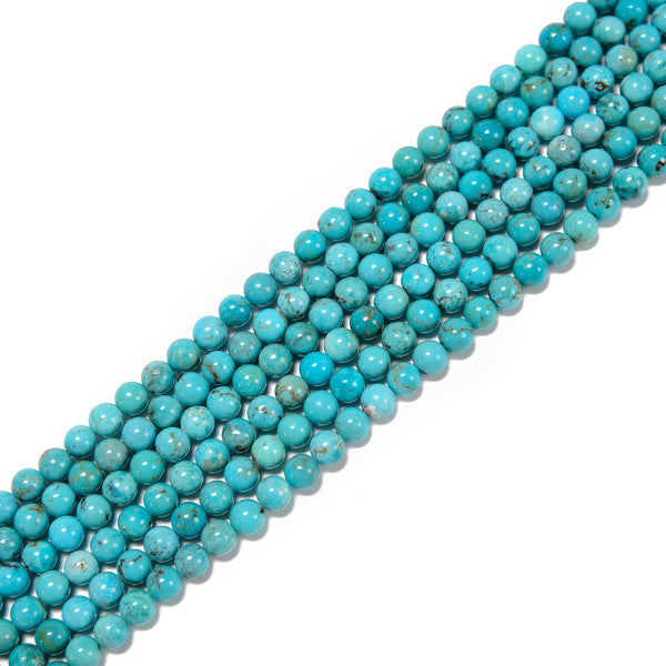 Genuine Blue Turquoise Smooth Round Beads Size 4.5mm to 7.8mm 15.5'' Strand