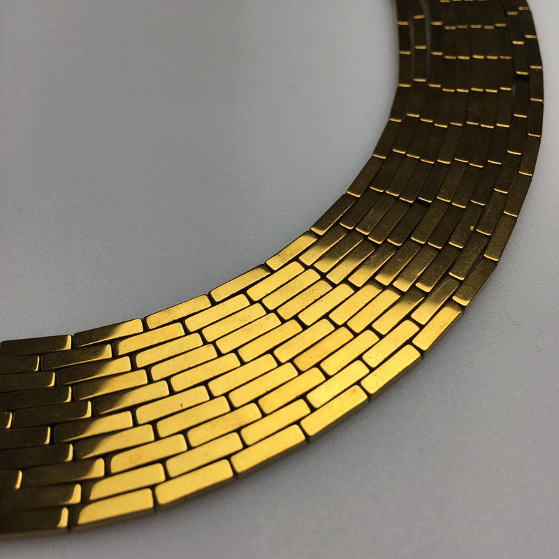 gold copper silver gray hematite rectangle tube beads 