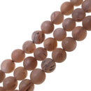 dark peach moonstone matte round beads