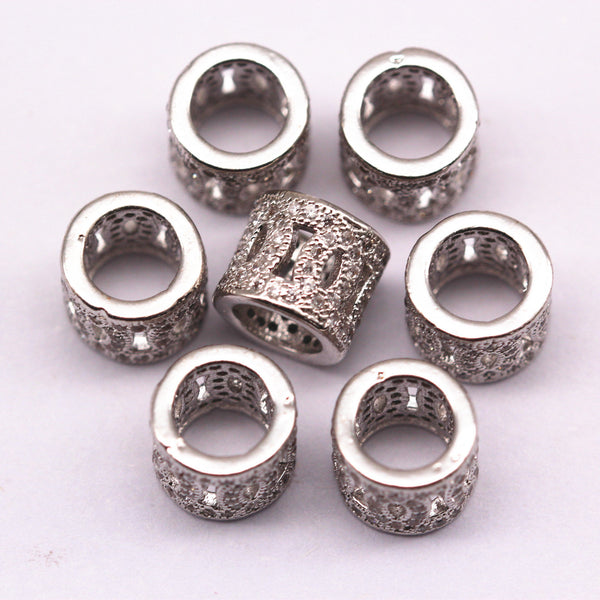 silver micro pave zircon cylinder charm