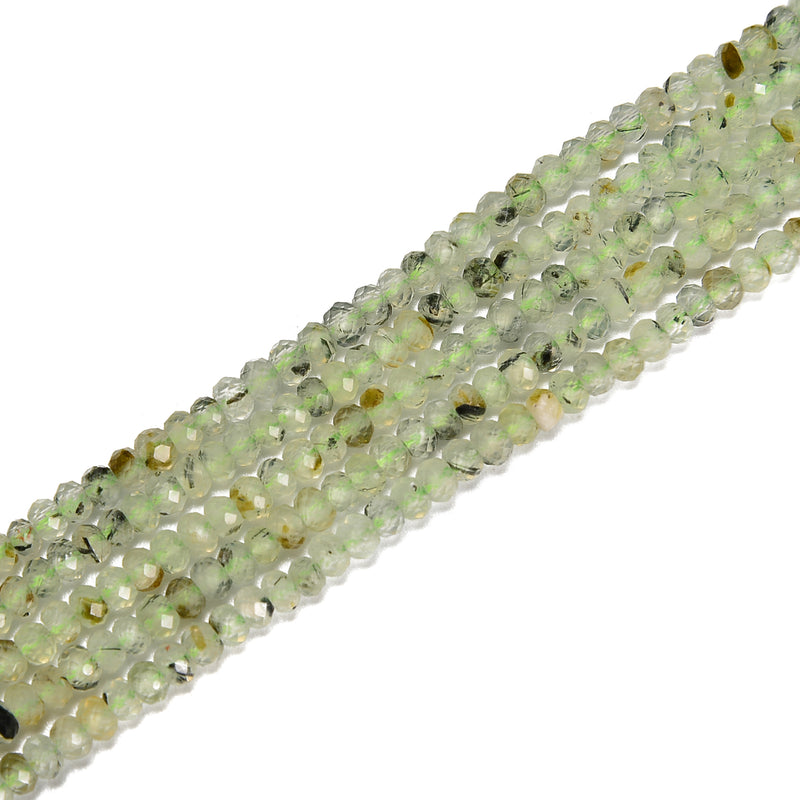 Natural Prehnite Faceted Rondelle Beads Size 2x3mm 15.5'' Strand