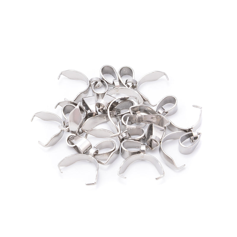 304 Stainless Steel Pinch Bail Size 9x11mm 15 Pieces Per Bag