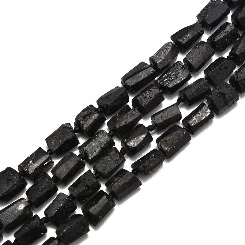 Natural Black Tourmaline Rough Faceted Tube Beads Size 8-9x10-13mm 15. –  CRC Beads