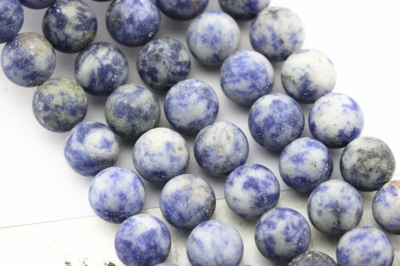 blue spot jasper matte round beads