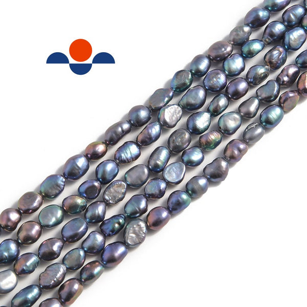 peacock fresh water pearl side drill nugget beads