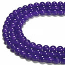 Dark Purple Crystal Glass Smooth Round Beads Size 6mm 8mm 10mm 15.5" Strand