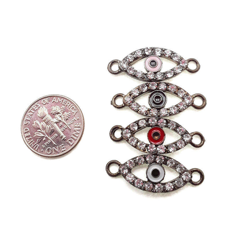 evil eye charm gold silver black plated copper with rhinestones 