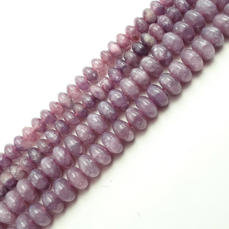natural lepidolite smooth rondelle beads 