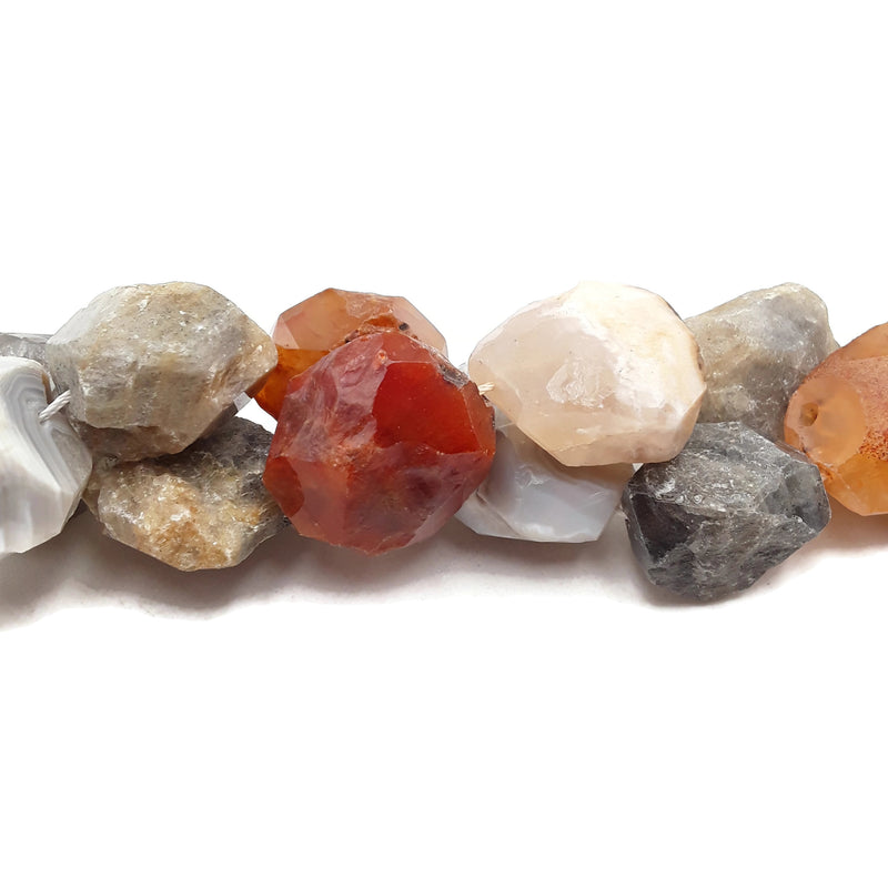 Natural Multi Stone Rough Faceted Nugget Chunk Beads Approx 25x35mm 15.5" Strand
