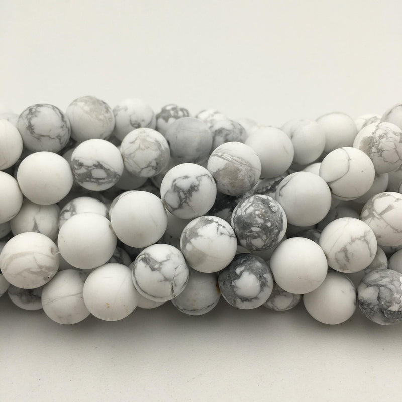 natural white howlite matte round beads 