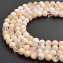 White Sakura Quartz Smooth Round Beads Size 8mm 9mm 10mm 15.5" Strand