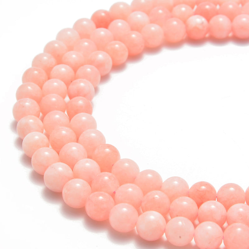 pink bubblegum dyed jade smooth round beads