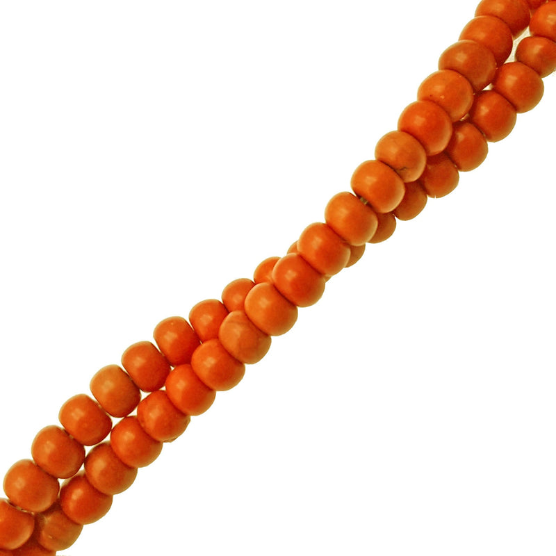 dark orange howlite turquoise smooth rondelle beads