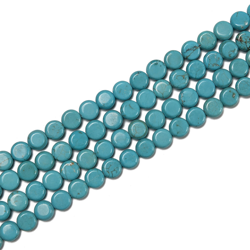 Blue Turquoise Coin Shape Beads Size 8mm 15.5'' Strand