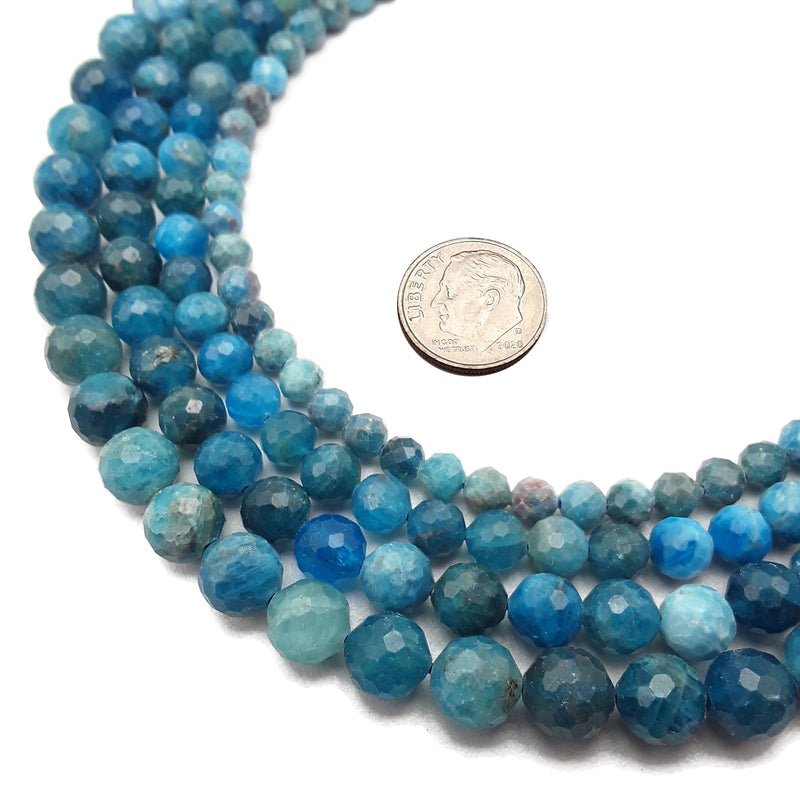Natural Apatite Faceted Round Beads 5mm 6mm 7mm 8mm 9mm 10mm 15.5" Strand