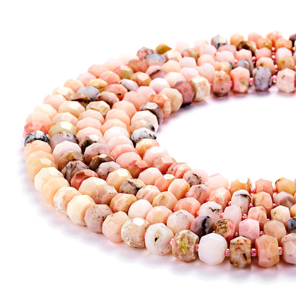 natural pink opal faceted rondelle beads