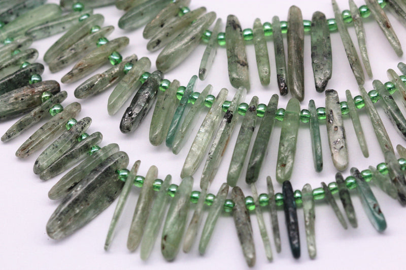 natural green quartz graduated pebble nugget points beads
