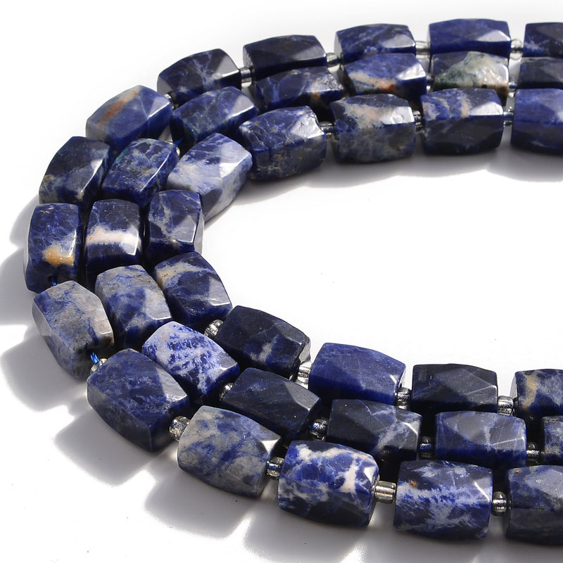 sodalite faceted rectangle cylinder drum barrel beads 