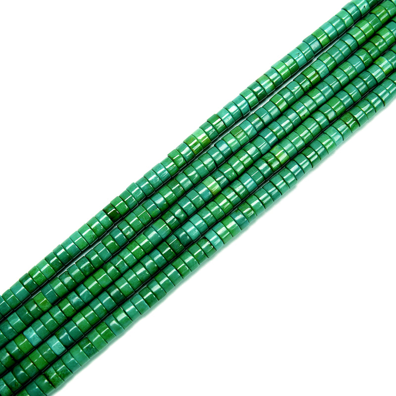 Dark Green Turquoise Heishi Discs Beads Size 2x4.5mm 3x6mm 3x8mm 15.5'' Strand