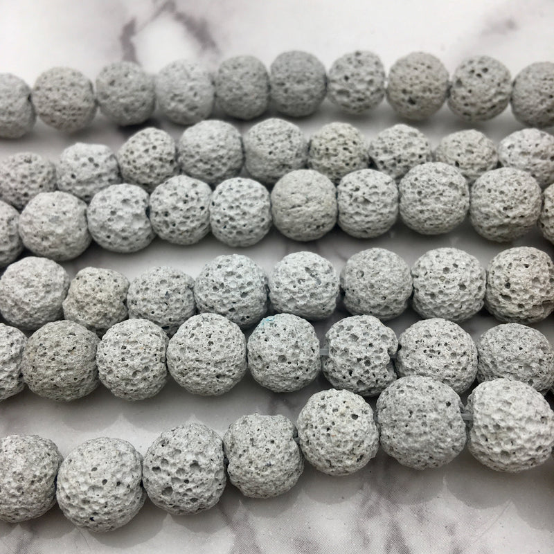 Light Gray Lava Rock Stone Beads 6mm 8mm 10mm Strand