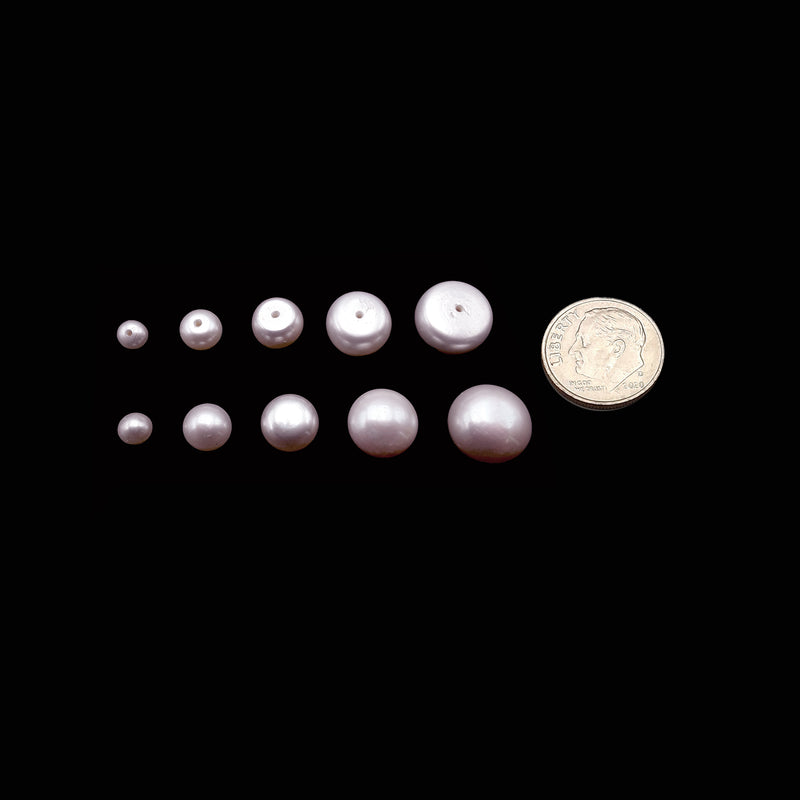 Purple Fresh Water Pearl Half Drilled Cabochon Button Beads 6mm 7mm 8mm 9mm 10mm