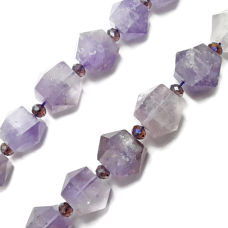 amethyst graduated short fat faceted points beads