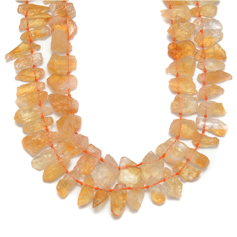 Citrine Rough Nugget Chunks Top Drill Points Beads Approx 15x20mm 15.5" Strand