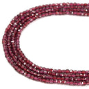 Natural Garnet Faceted Cube Beads Size 2.5mm 15.5'' Strand