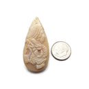 Red / White Bamboo Coral Hand Carved Dragon Teardrop Pendant Sold by Piece