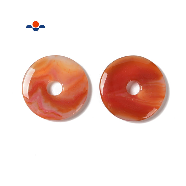 Natural Carnelian Donut Circle Pendant Size 45mm 50mm Sold per Piece