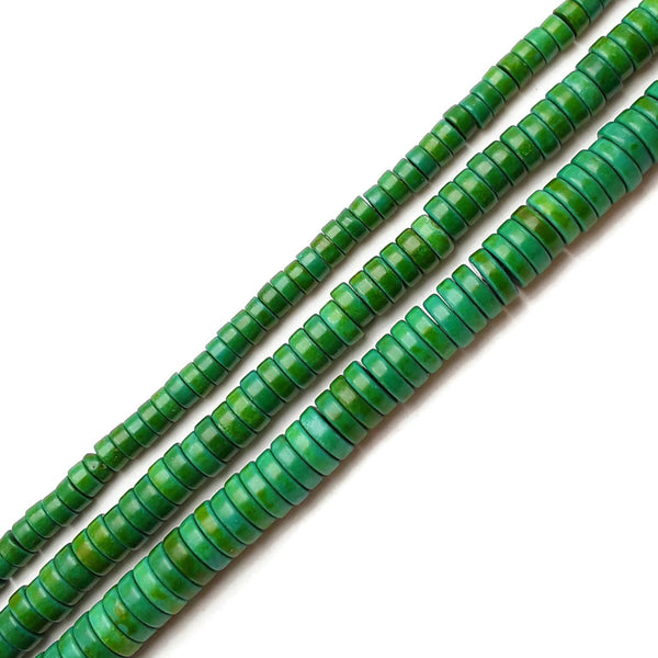 Dark Green Turquoise Heishi Rondelle Discs Beads 2x3mm 2x4mm 3x4mm 3x6mm 15.5" Strand