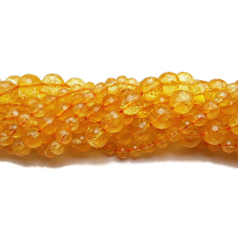 Citrine Faceted Round Beads 6mm 8mm 10mm 15.5" Strand
