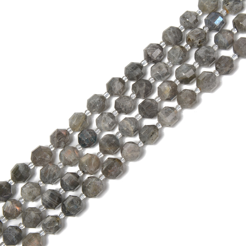 Natural Labradorite Prism Cut Double Point Beads Size 9x10mm 15.5'' Strand