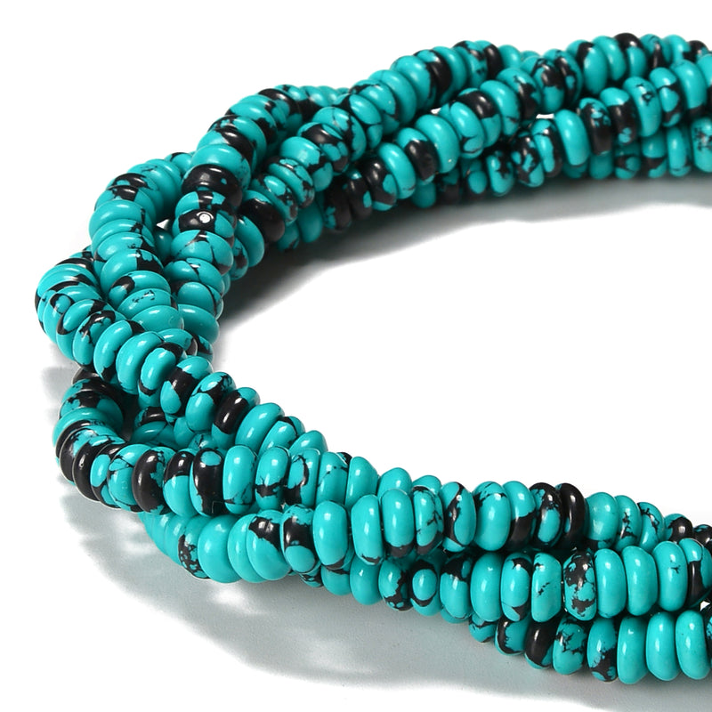 Multi Blue Green Turquoise Smooth Rondelle Beads 3x6.5mm 15.5'' Strand