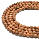 light brown Tiger's sksandalwood smooth round beads