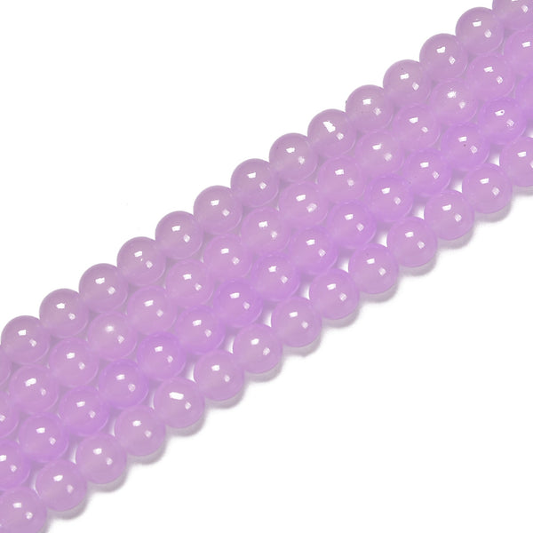 Light Purple Crystal Glass Smooth Round Beads Size 6mm 8mm 10mm 15.5" Strand