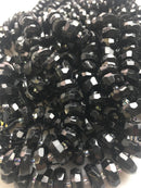black tourmaline faceted rondelle beads
