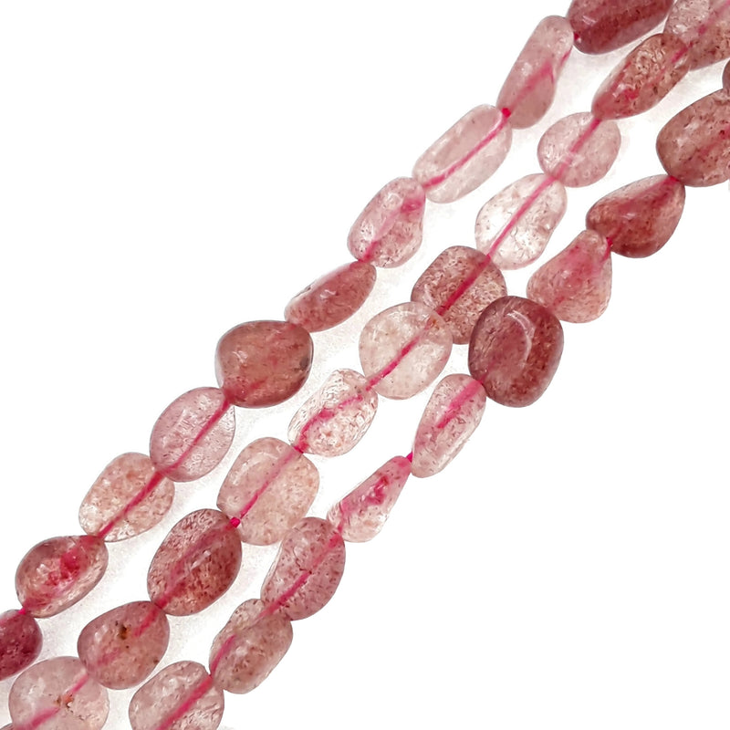 strawberry quartz pebble nugget beads