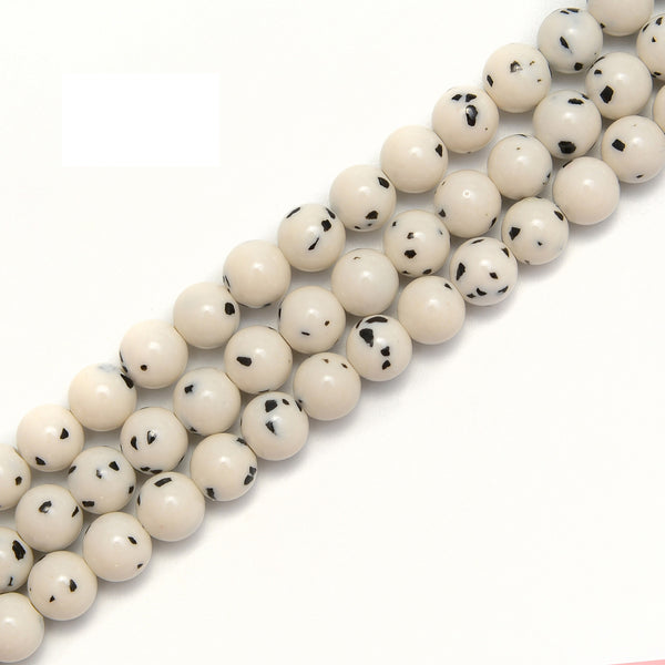 Dalmatian Jade Smooth Round Beads Size 6mm 8mm 10mm 15.5" Strand