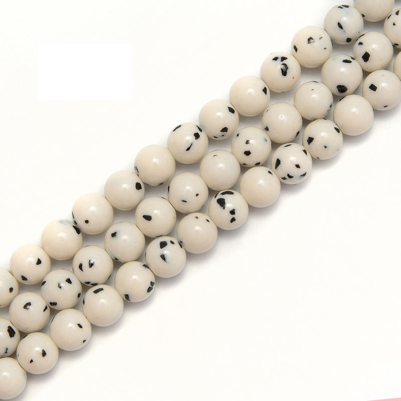 Dalmatian Jade Smooth Round Beads Size 6mm 8mm 10mm 15.5" Strand