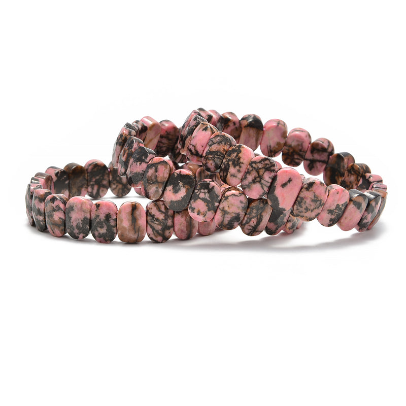 chinese rhodonite faceted oval bracelet bangle