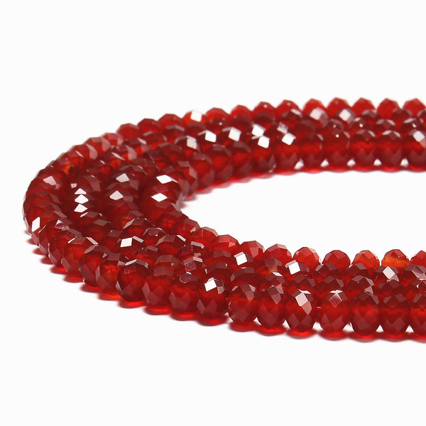 Natural Carnelian Faceted Rondelle Beads Size 4x6mm 5x8mm 15.5'' Strand