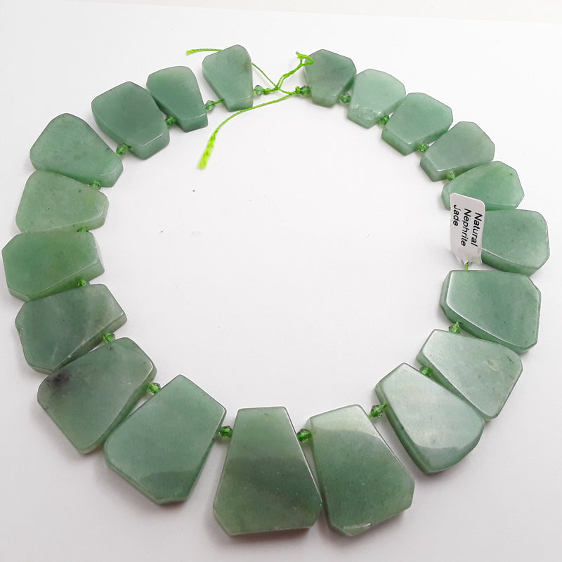 nephrite jade graduated trapezoid slab slice beads