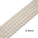 White Fresh Water Akoya Pearl Off Round Beads Size 8-9mm 9-10mm 15.5'' Strand