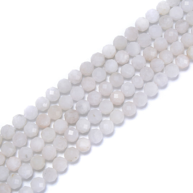 Natural Rainbow Moonstone Faceted Round Beads Size 6mm 15.5" Strand