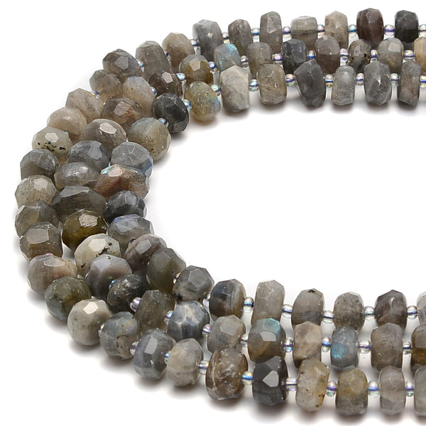 Labradorite Faceted Irregular Rondelle Beads Size 6x11mm 8x13mm 15.5'' Strand