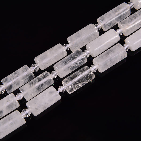 Natural Clear Quartz Cylinder Tube Beads Size 8x16mm 15.5'' Strand