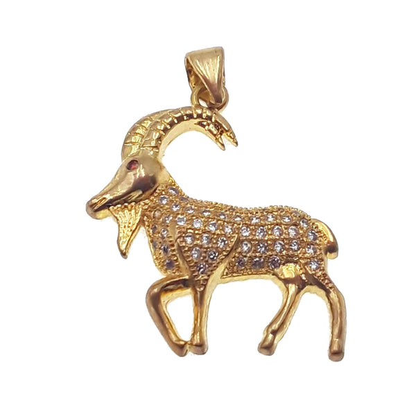 goat charm gold plated copper with micro pave clear zircon
