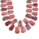 strawberry quartz graduated faceted trapezoid beads 